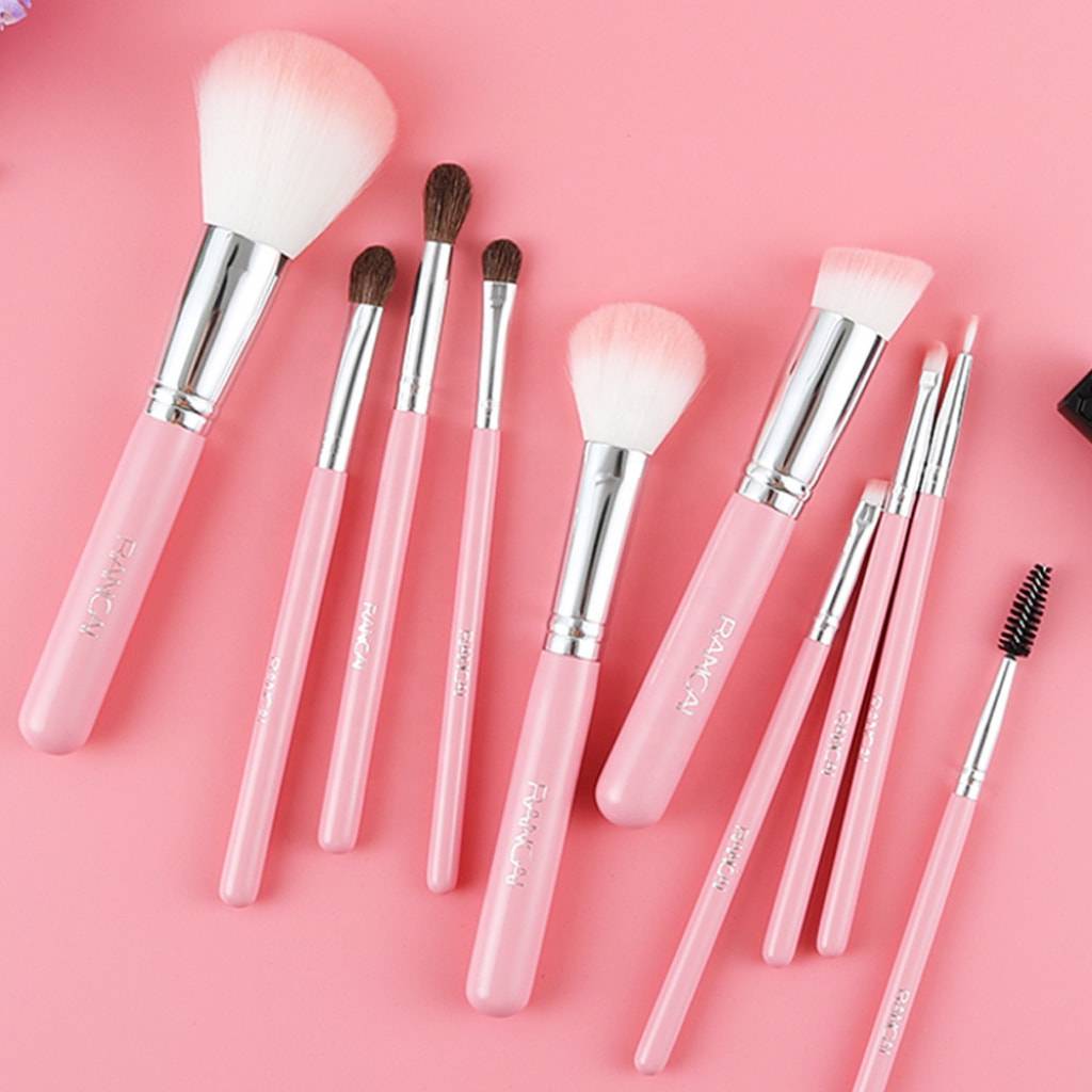 10-Piece Pink Makeup Brush Set Fashion Accessories  